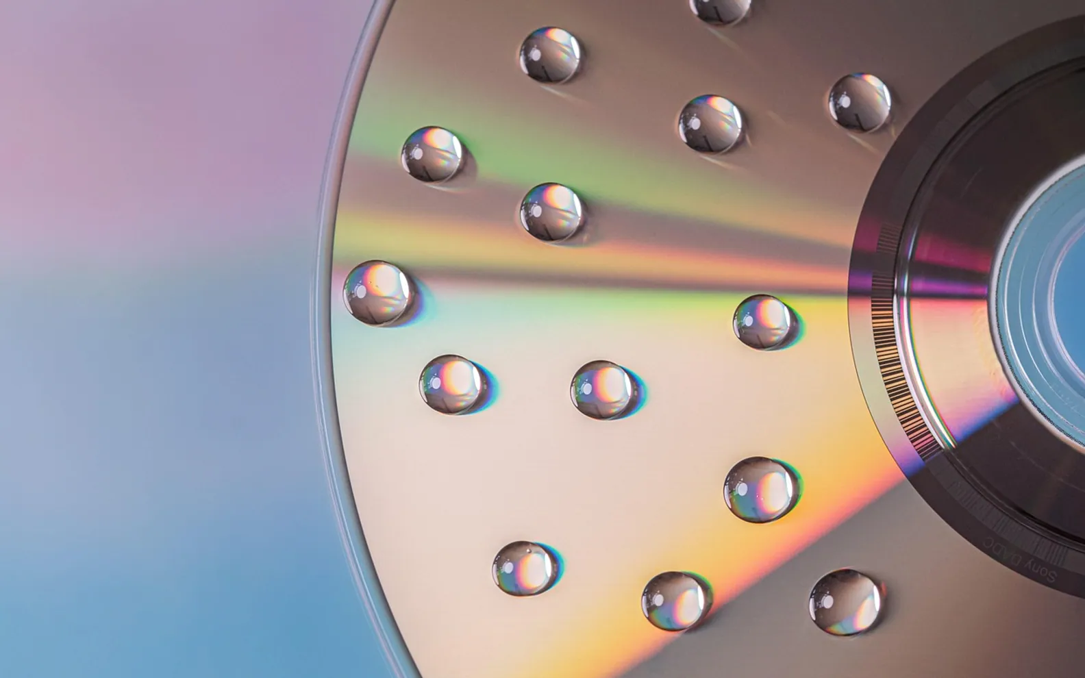 Cd, music and water droplets
